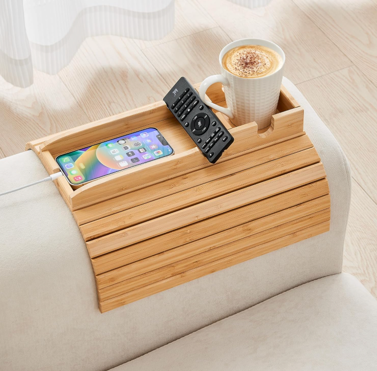 Bamboo Foldable Couch Armrest Tray™