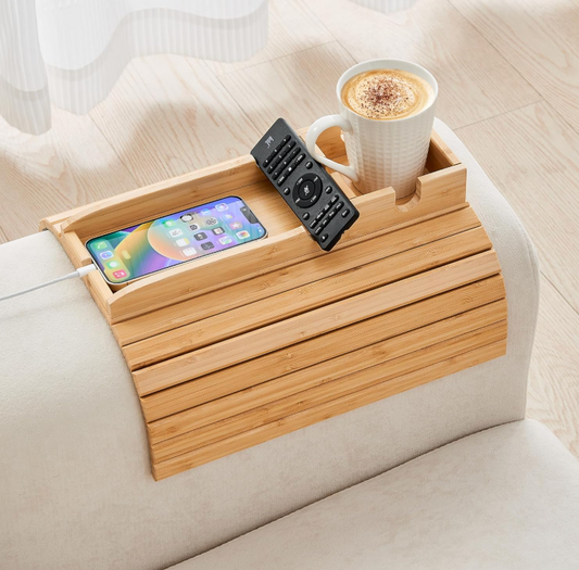 Bamboo Foldable Couch Armrest Tray™